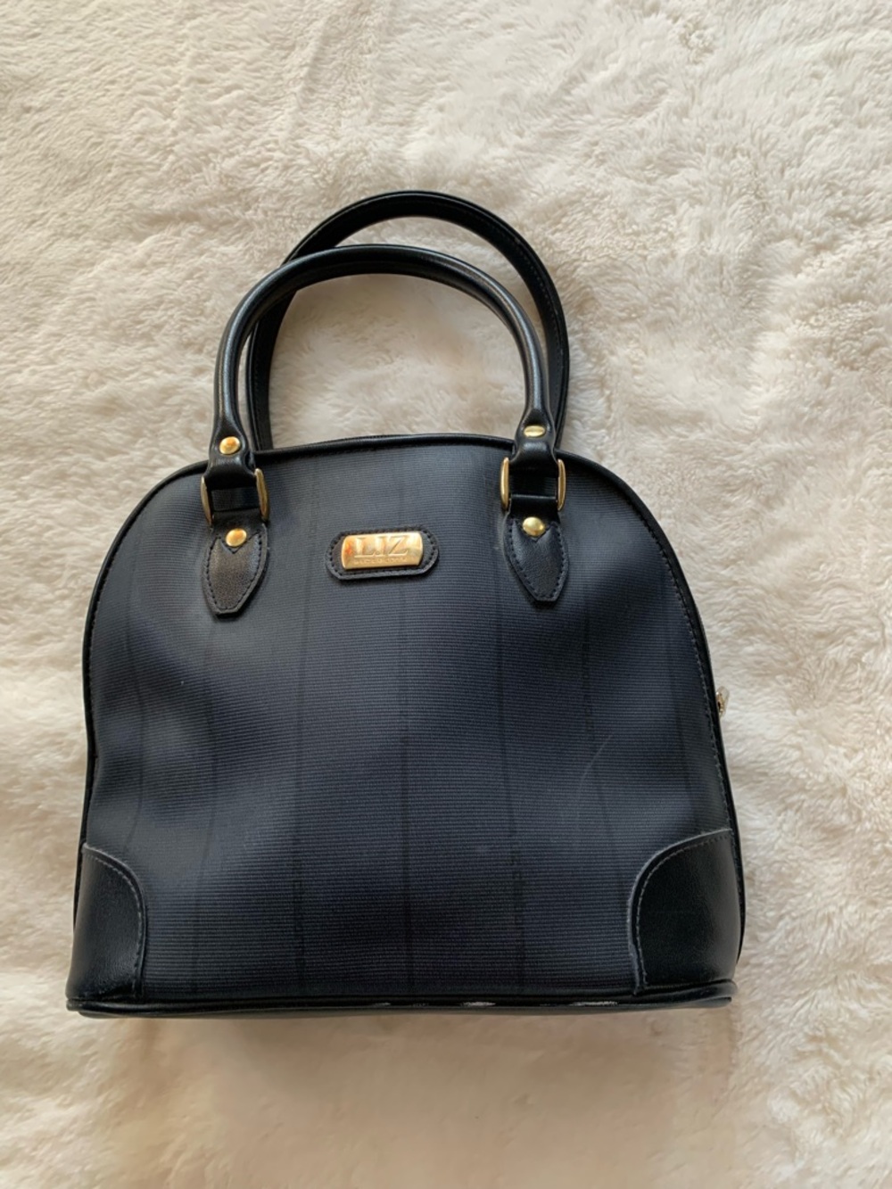 Liz claibone  Black Dome Satchel Handbag with Gold Accent